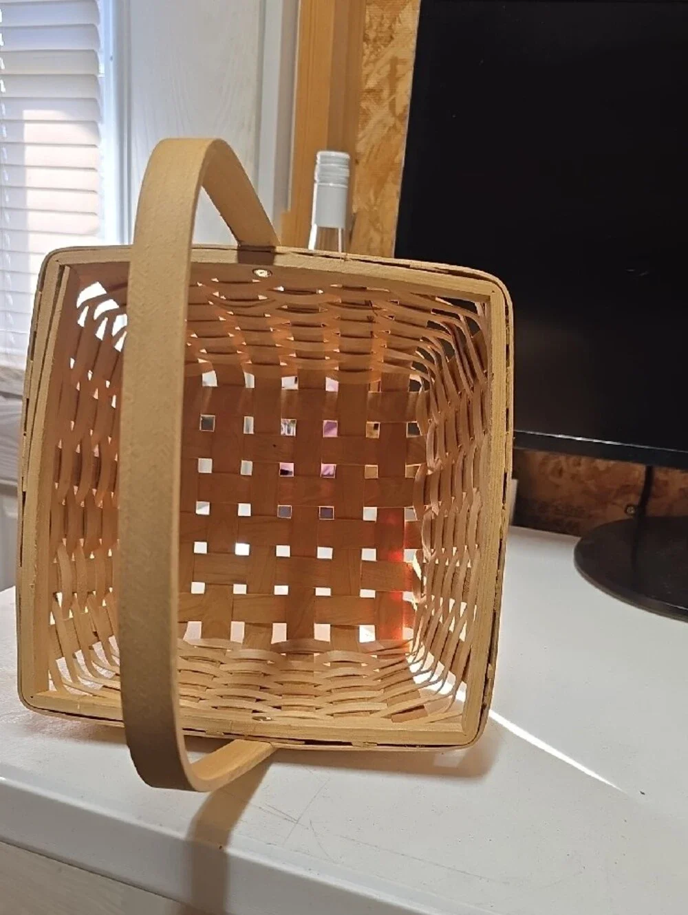 Woven Square Picnic Basket with Handle - Natural ( 226)